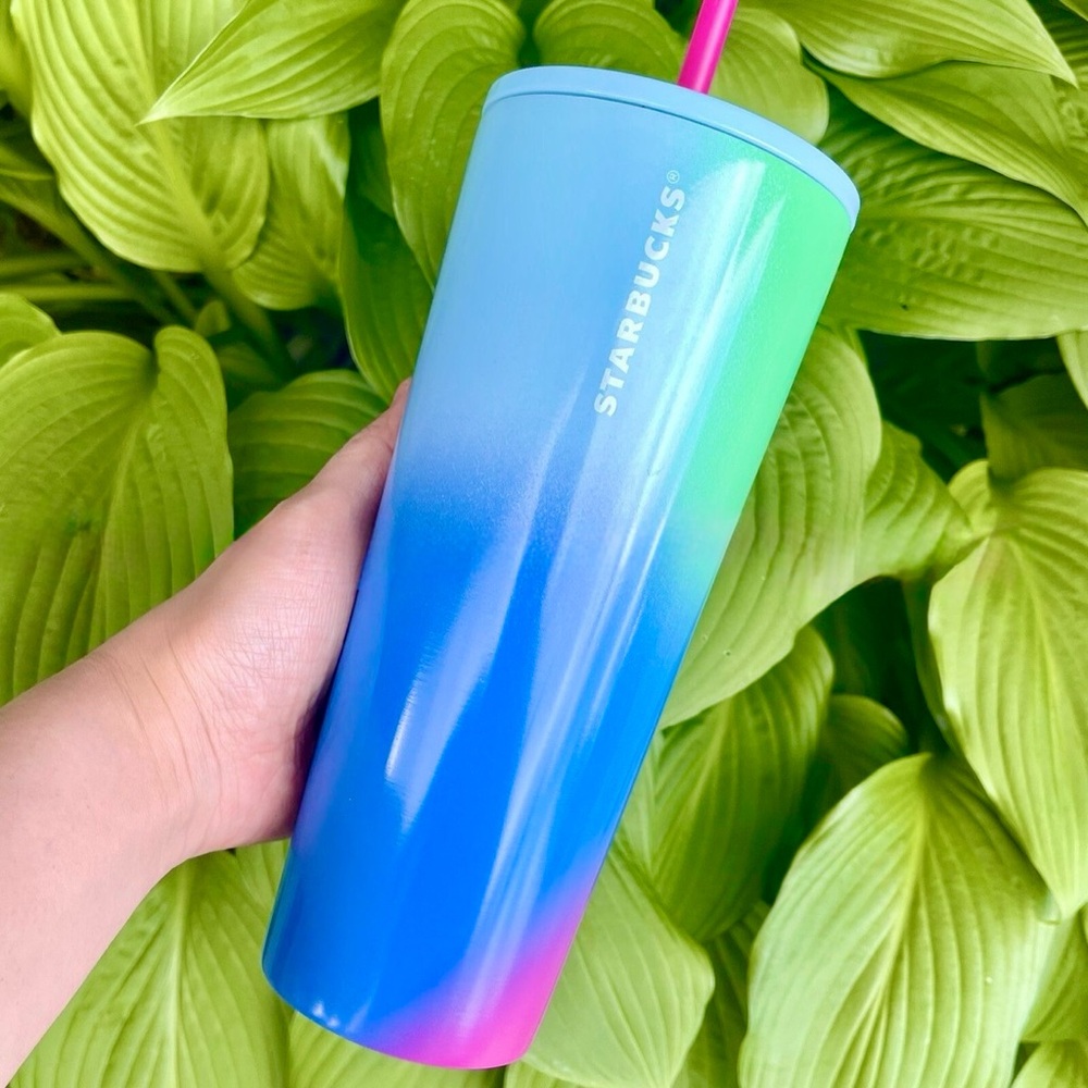 🩵💚🩷Starbucks | Ombre Prism Gradient Stainless Steel Tumbler with Straw🥤